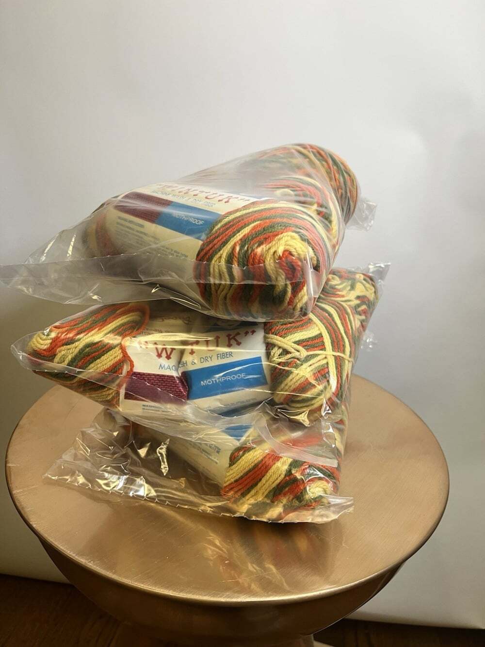 8 Skeins Vintage Majesty Wintuk Yarn Mothproof Autumn NOS Gold Orange Green